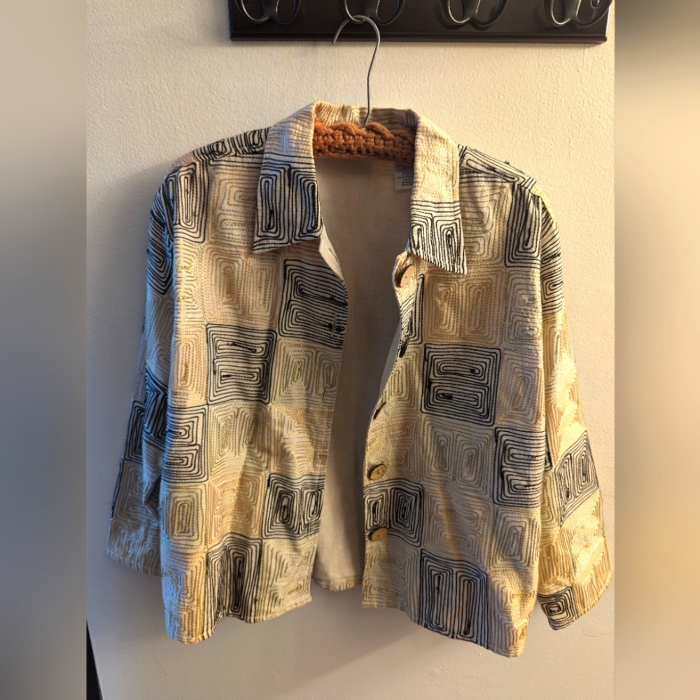 Units Women's Geometric Pattern Linen Jacket